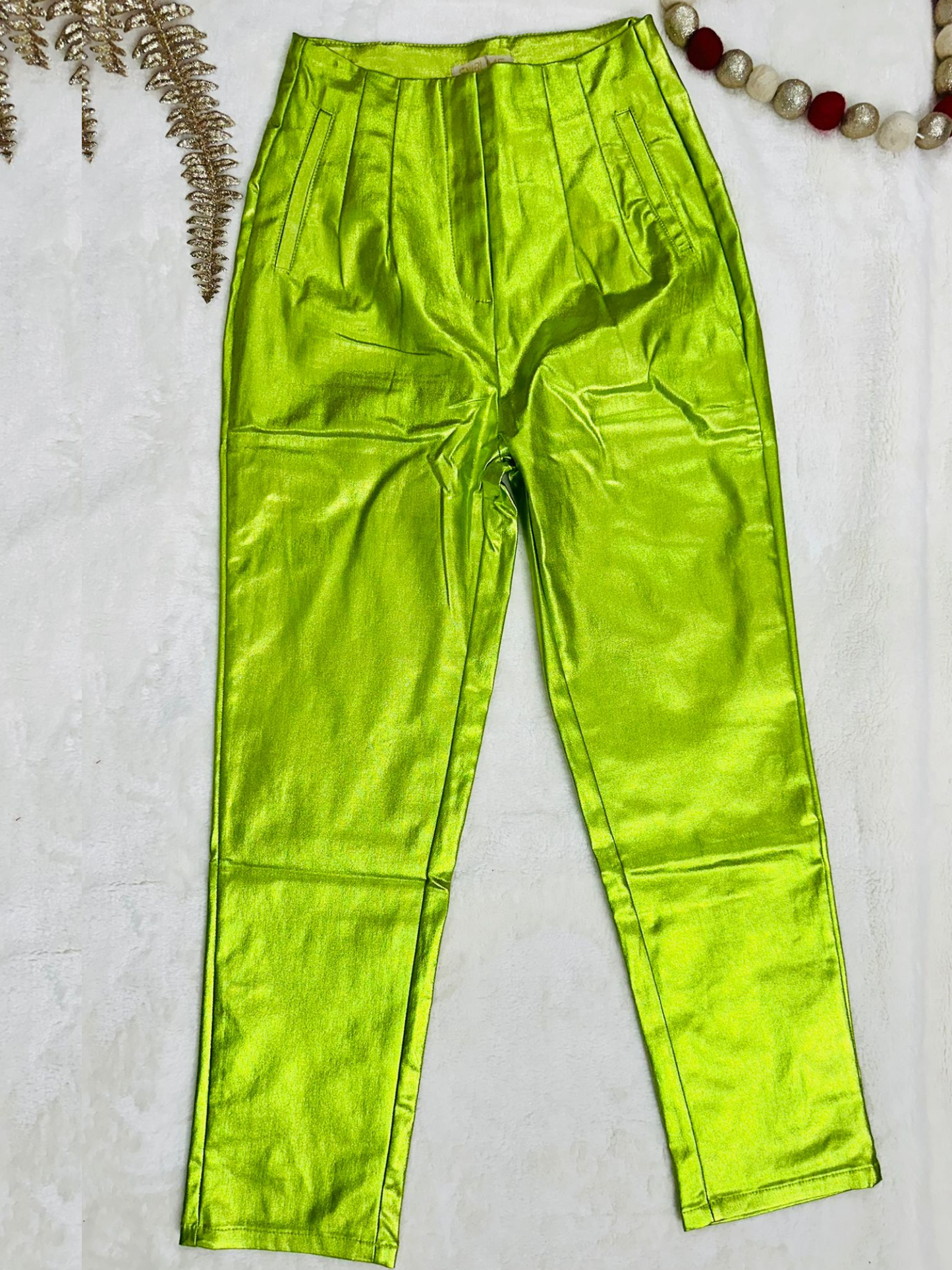 Apple green high-waisted pants