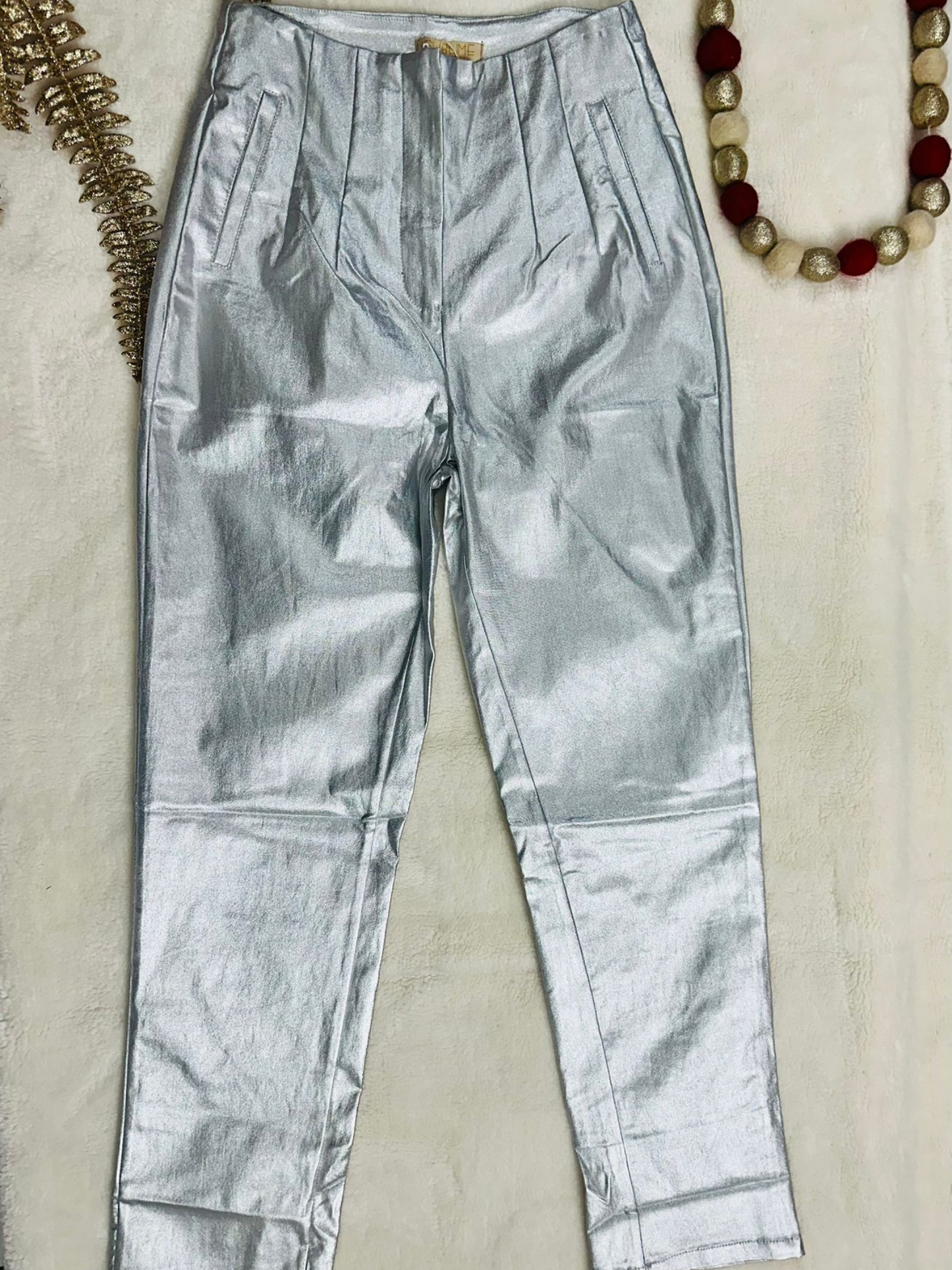 Silver high waisted pants