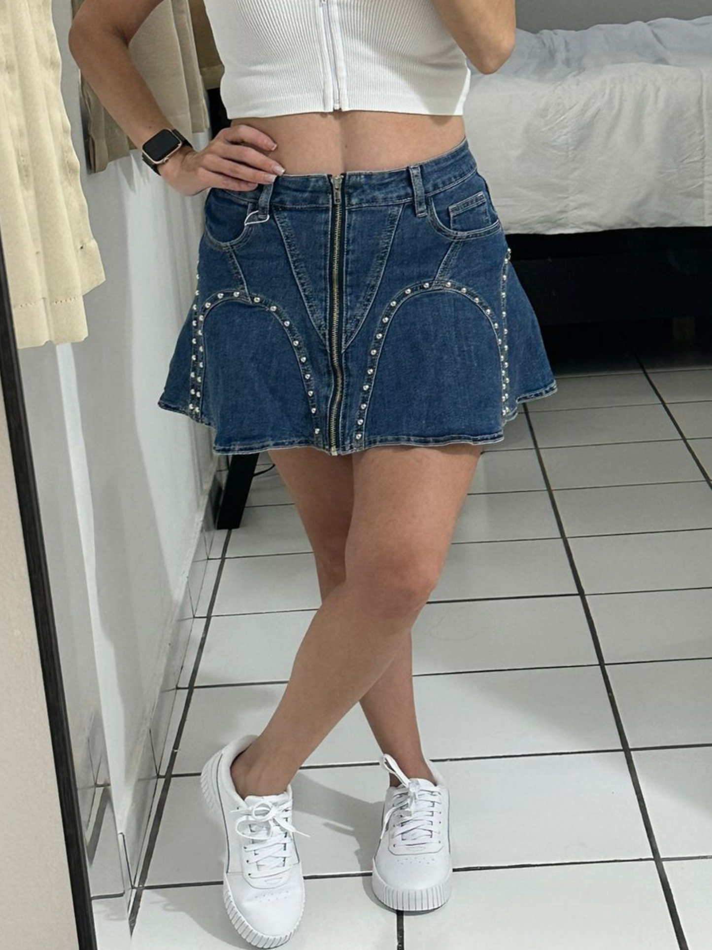 Denim mini skirt