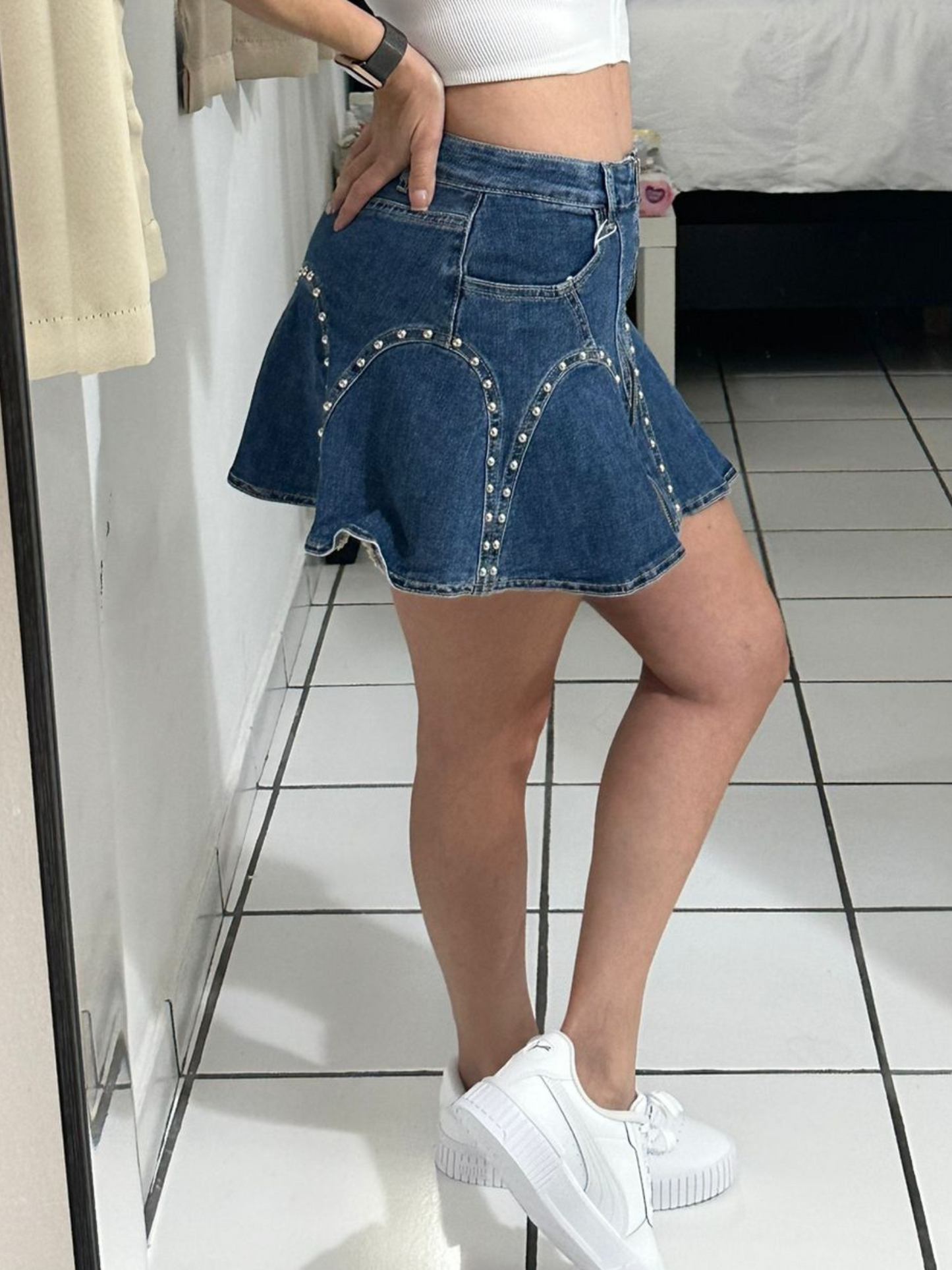 Denim mini skirt