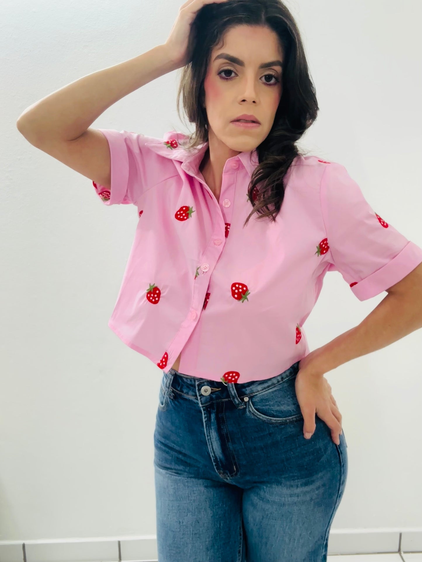 Pink strawberry blouse