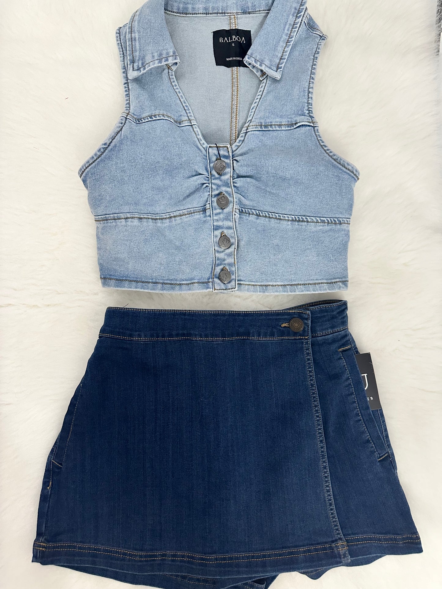 Botton down Denim crop top