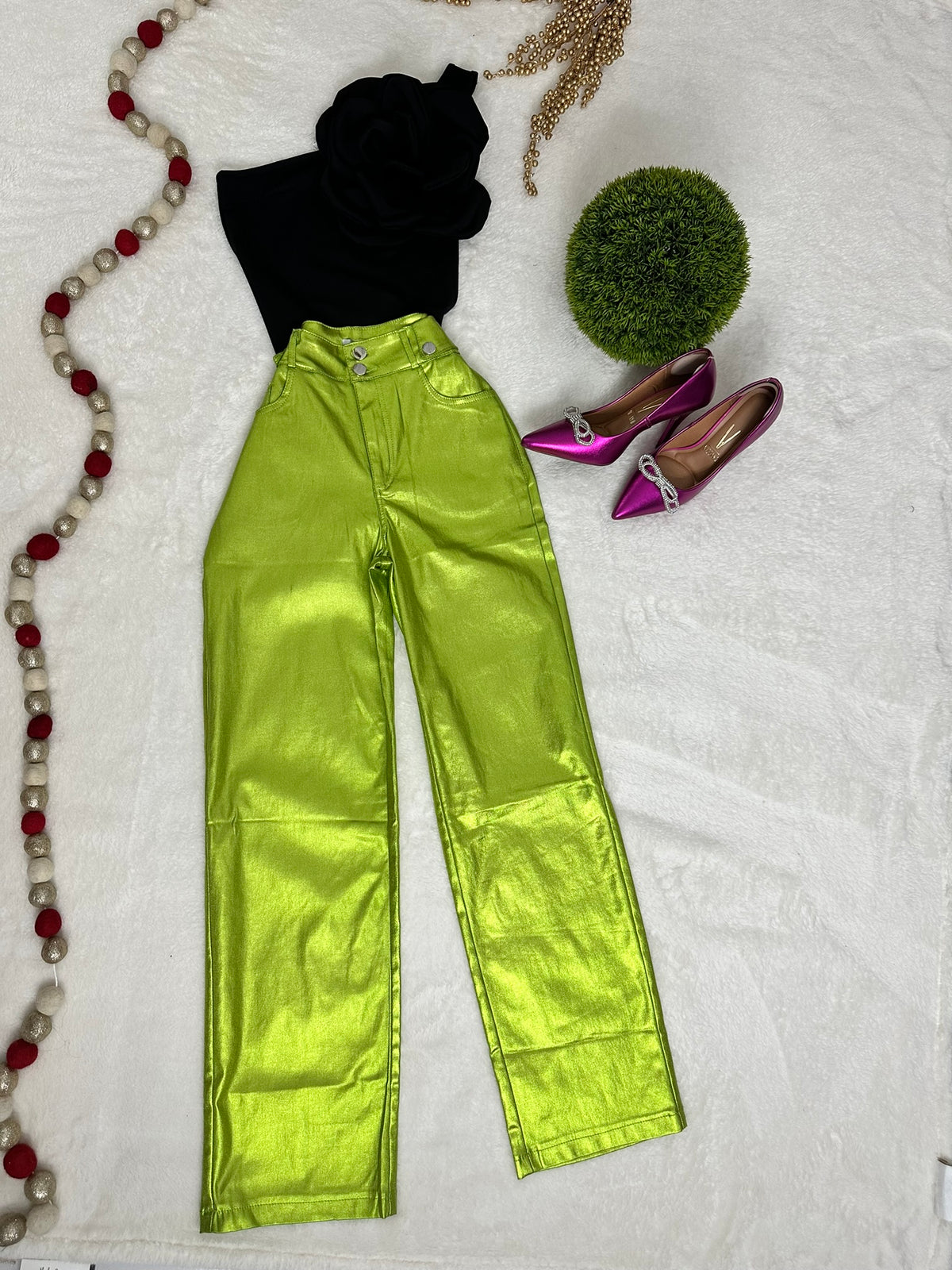 Green Metallic Pant