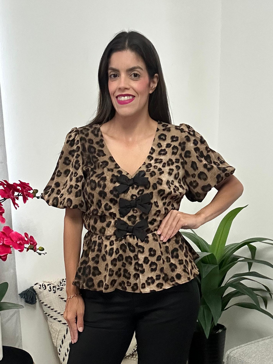 Animal Print Bow Top