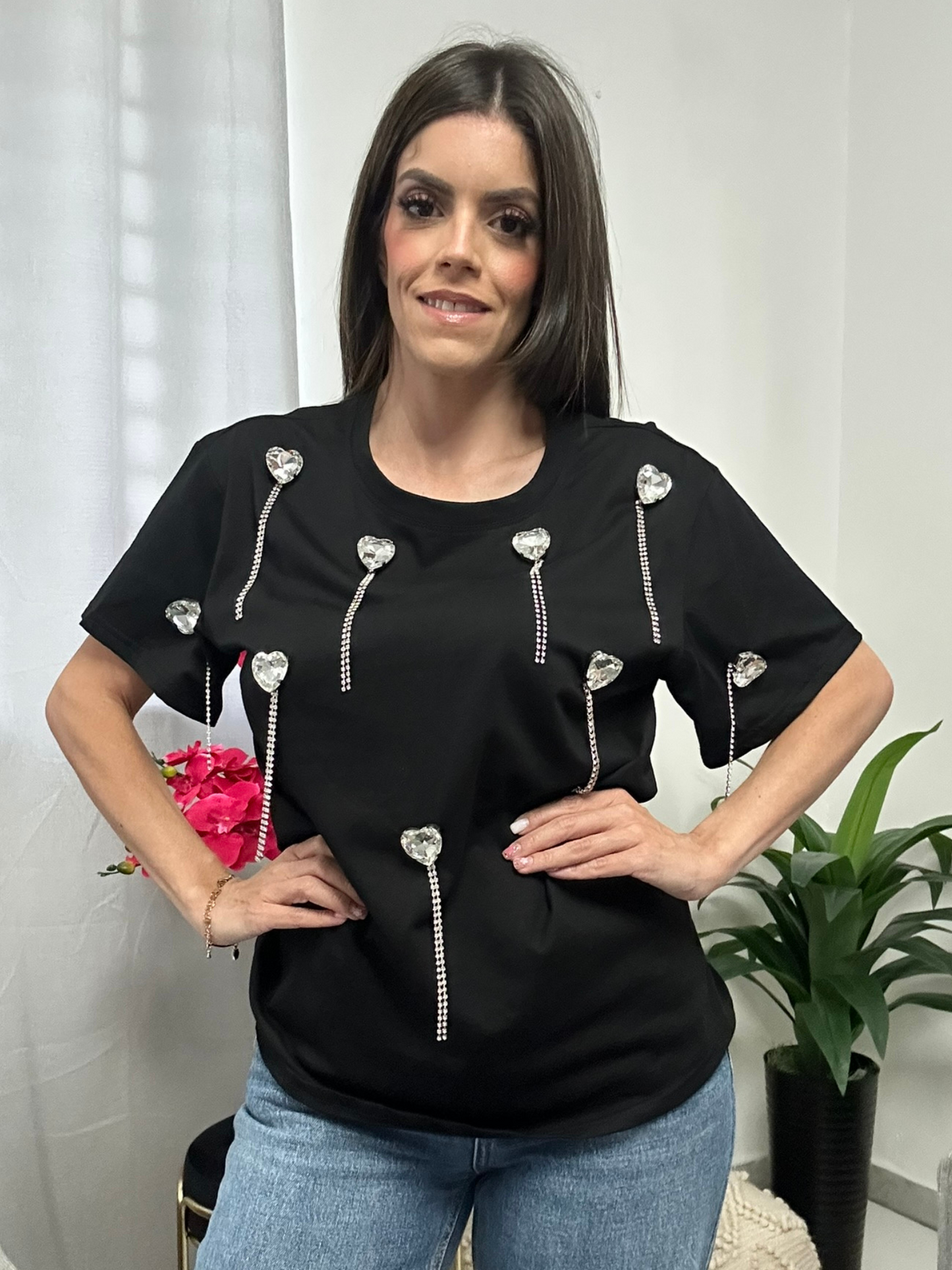 Hearts Top Black