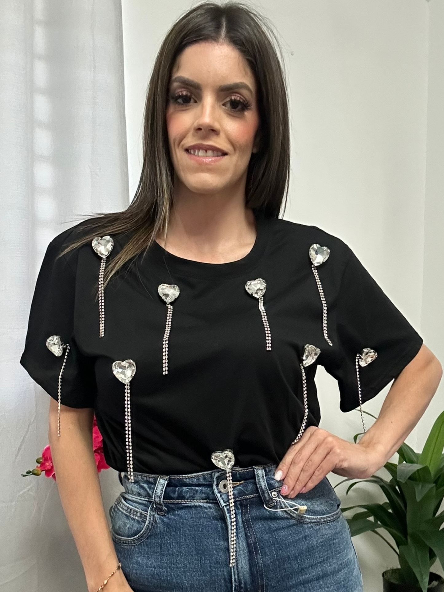 Hearts Top Black