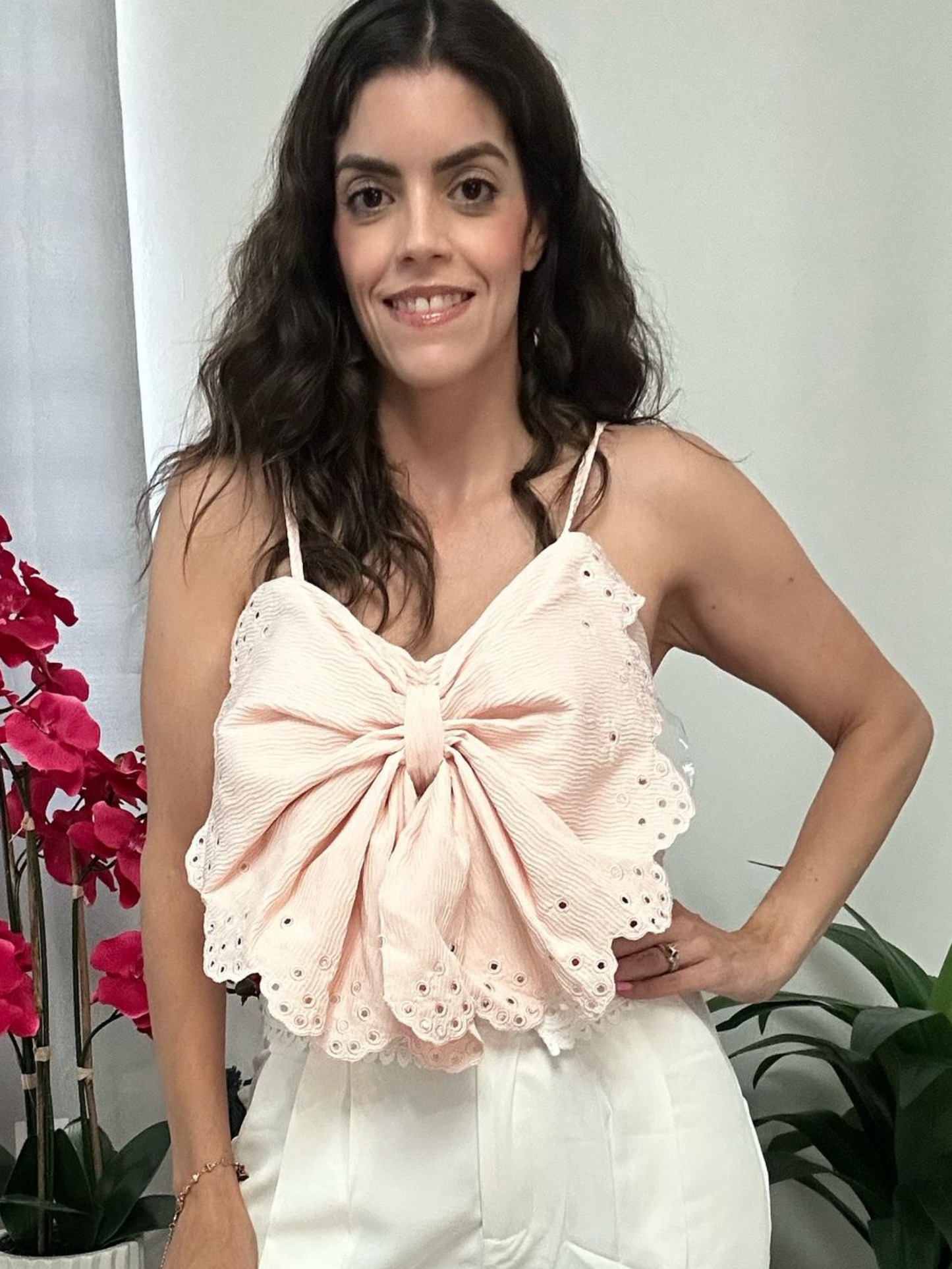 Casual Bow Crop Top Mauve
