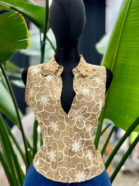 Beige flowers top