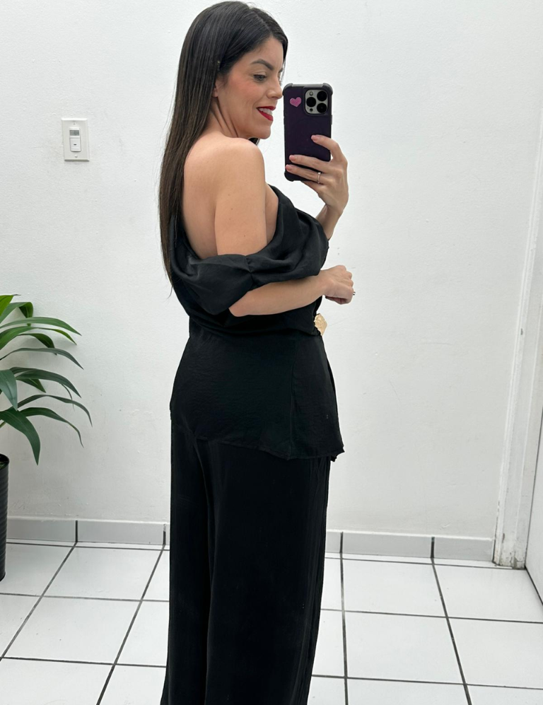 Elegant Lady Top & Pant Set Black