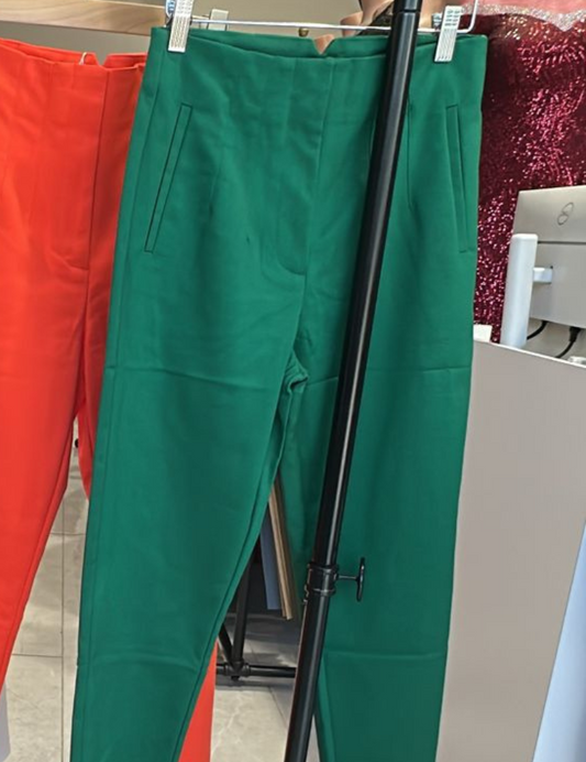 Zara-style high-waisted green pants