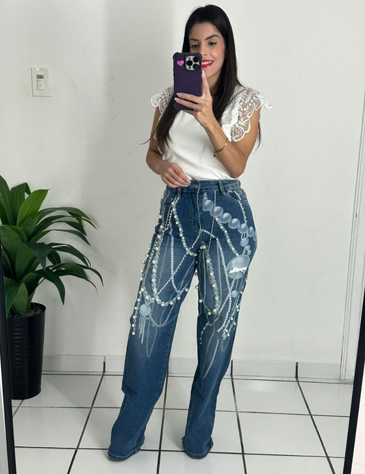 Beads & Pearls Denim Jean