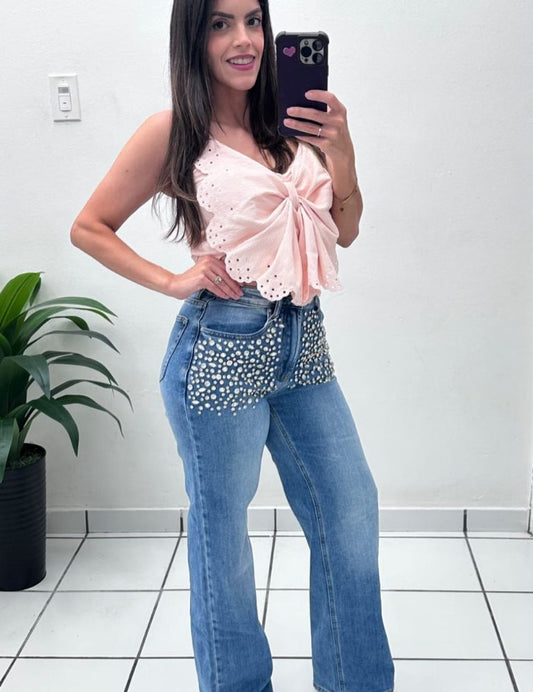 Rhinestones Chic Denim Jean