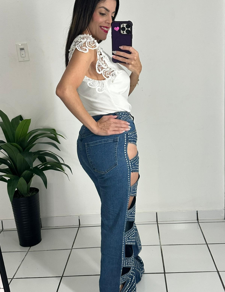 Cuts & Rhinestones Jean
