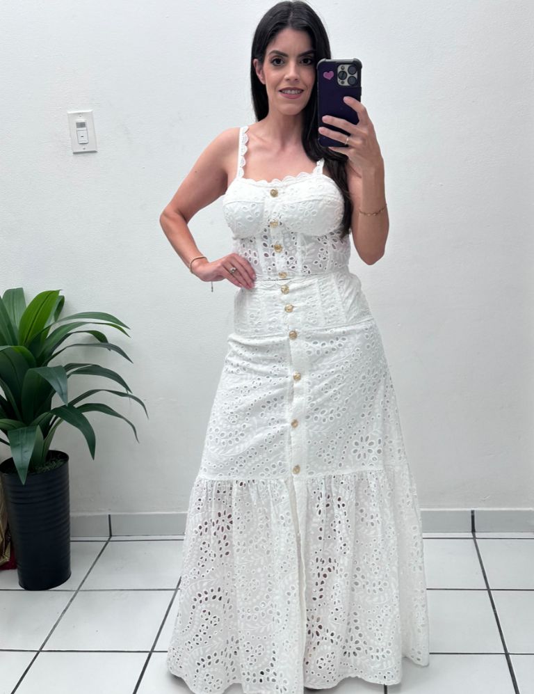White Eyelet Skirt Set