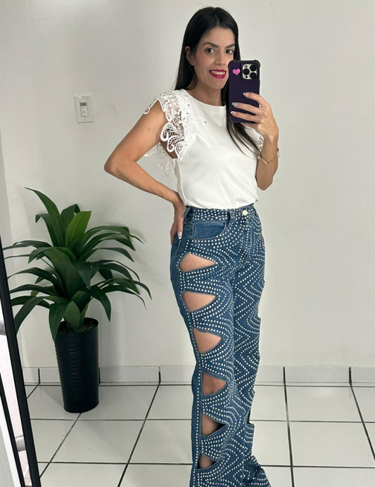 Cuts & Rhinestones Jean