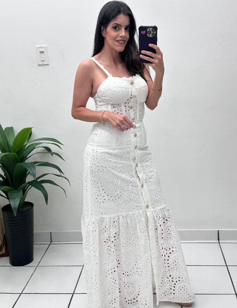 White Eyelet Skirt Set