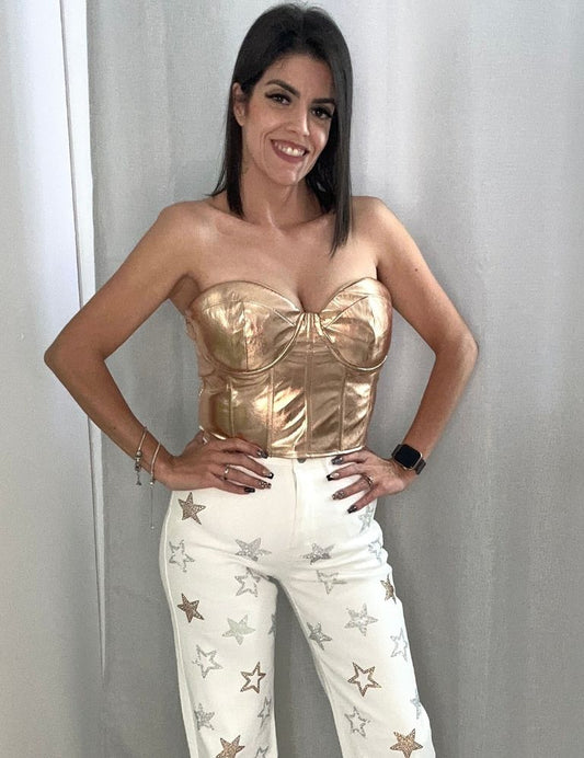 Metallic Rosegold Bustier