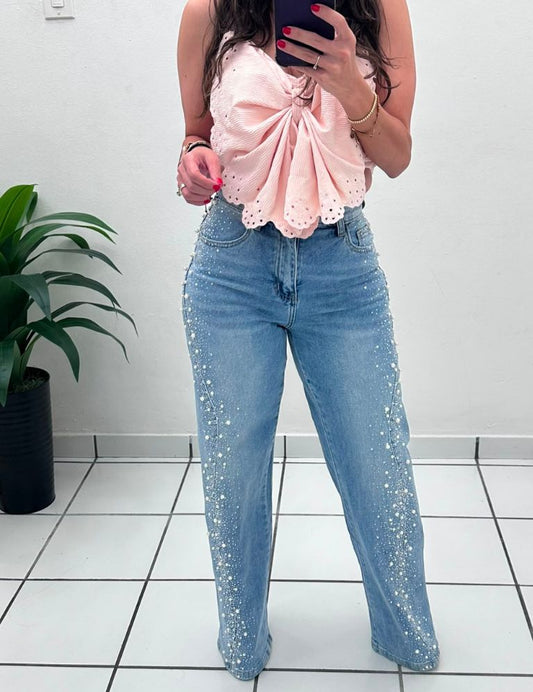 Pearls & Glitter Denim Jean