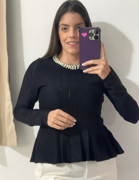 Long Sleeve Pearls Top