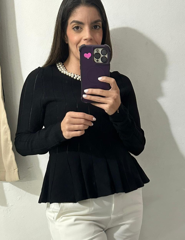 Long Sleeve Pearls Top