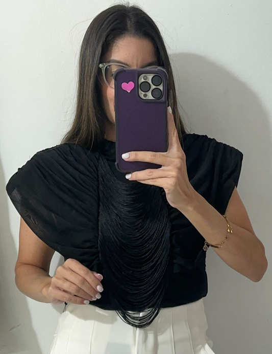Dressy Fringes Black Top