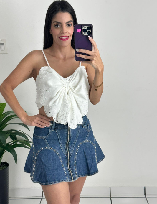 Denim mini skirt
