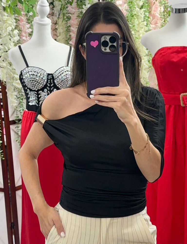 One Shoulder Top - Black