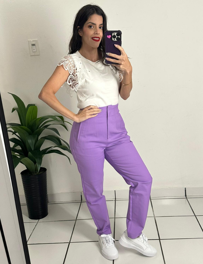 Zara style High-waisted lilac trousers pants