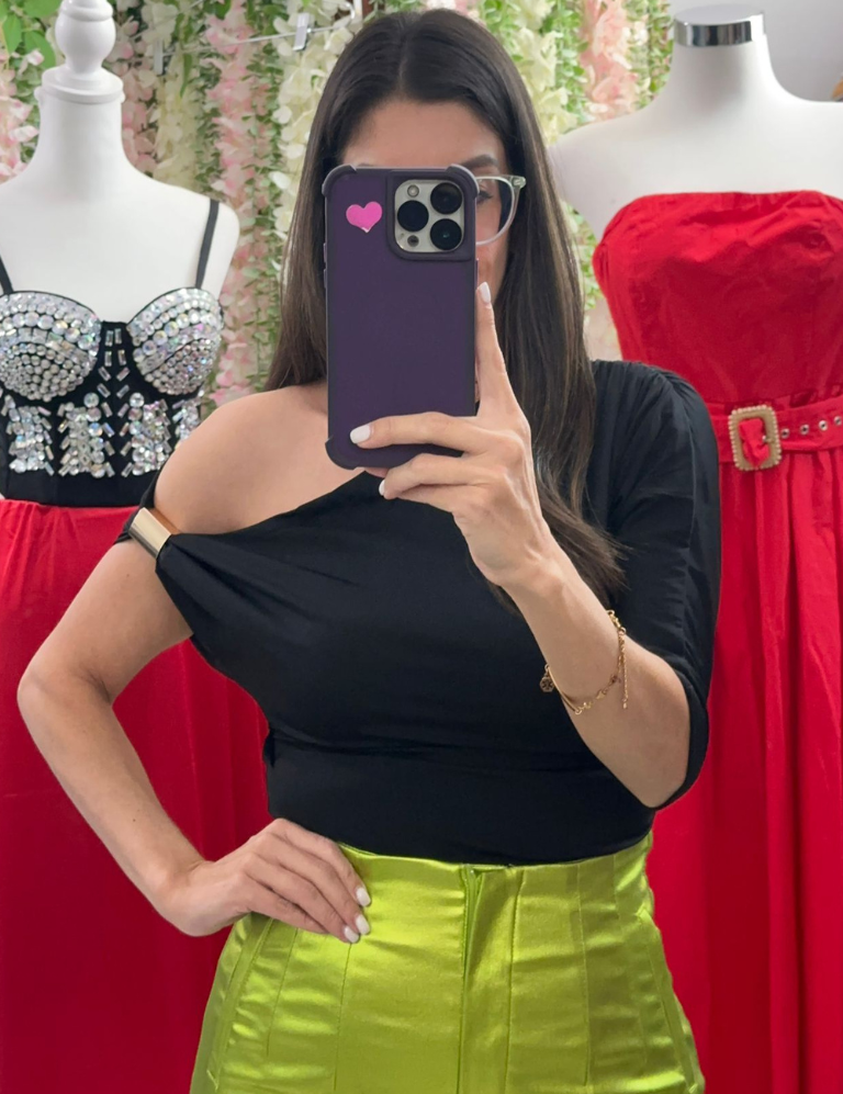 One Shoulder Top - Black