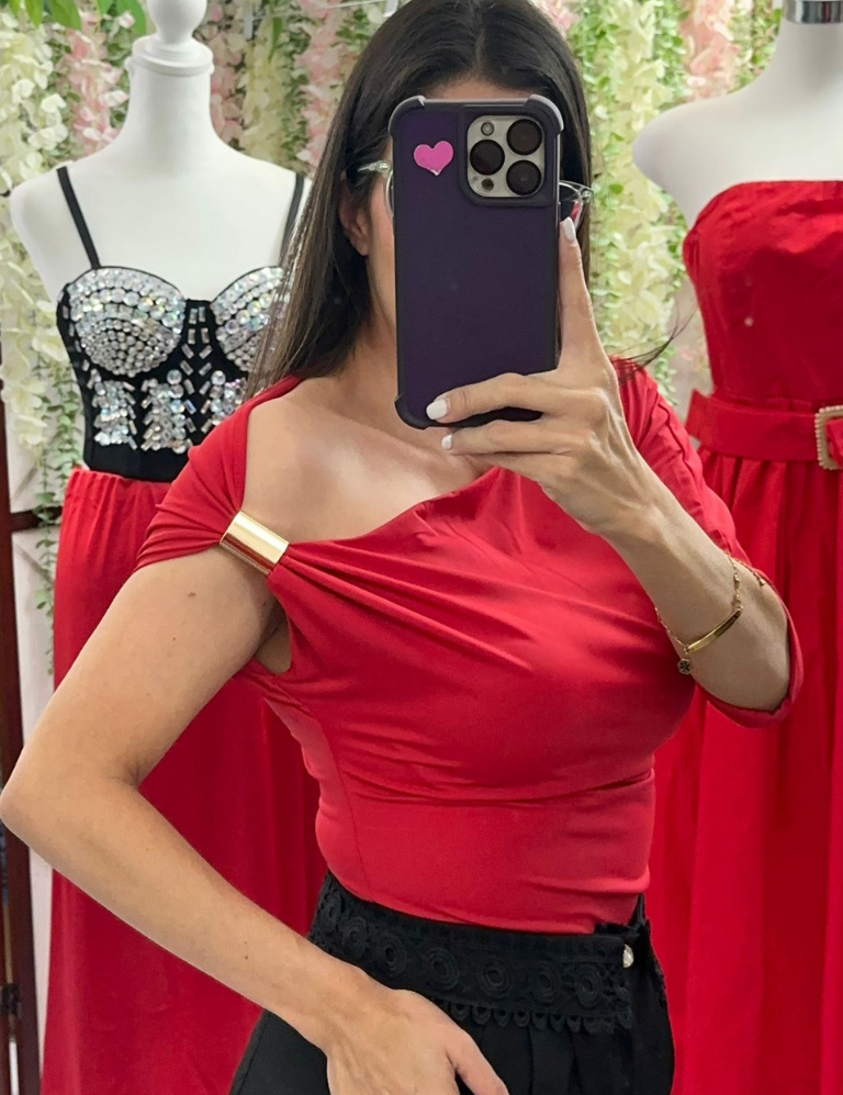 One Shoulder Top - Red