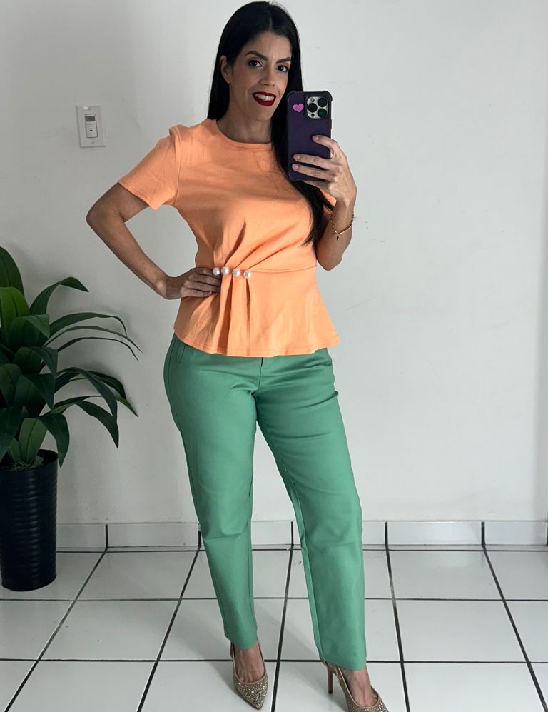 Zara style High-waisted mint green trousers pants