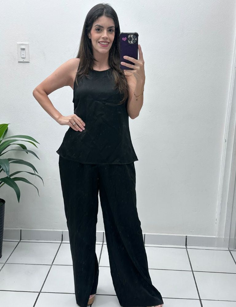 Soft Delicate Top & Pant Set Black