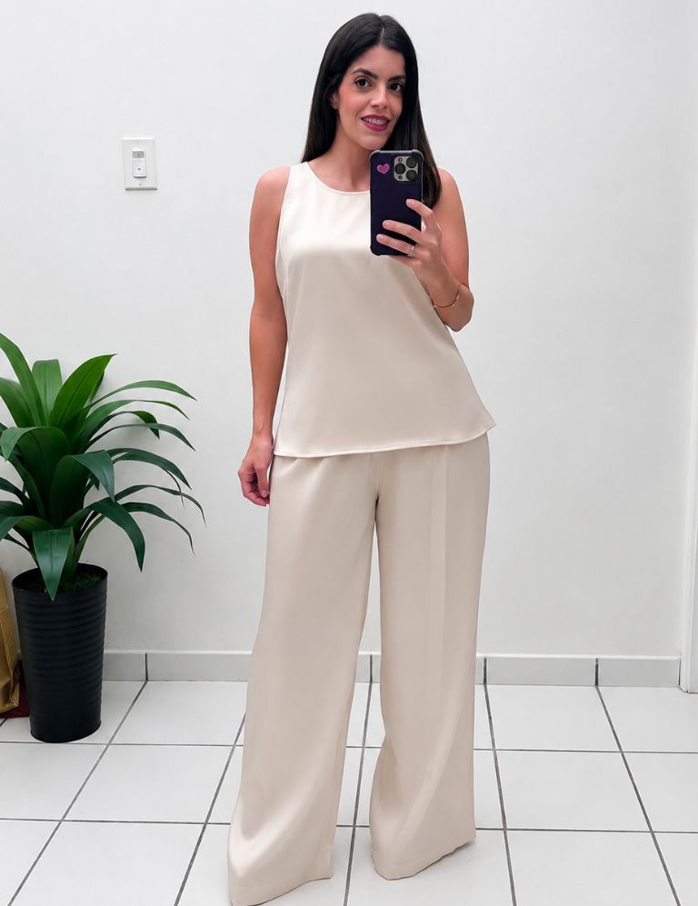 Soft Delicate Top & Pant Set Beige