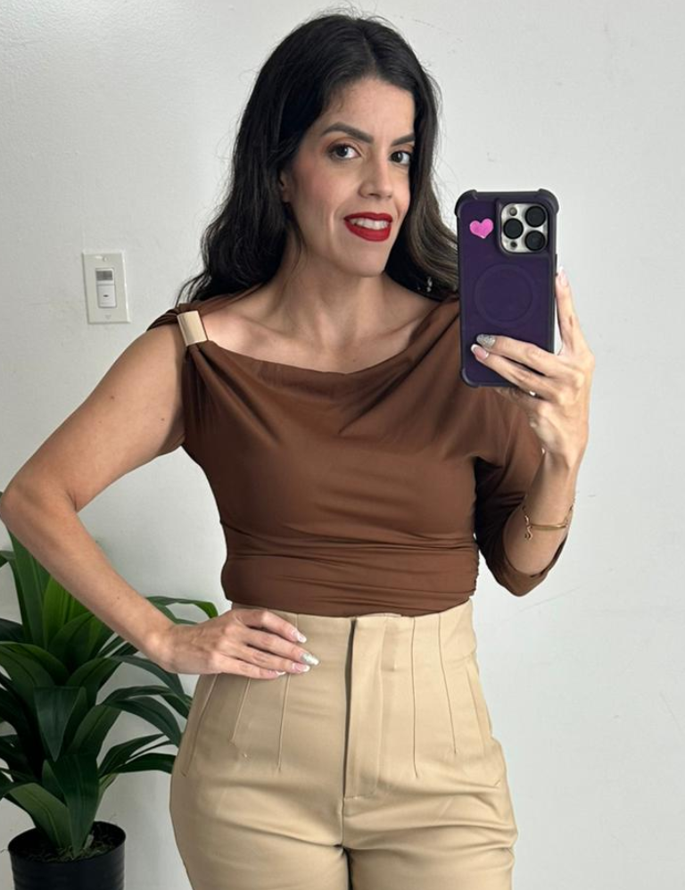 One Shoulder Top - Chocolate