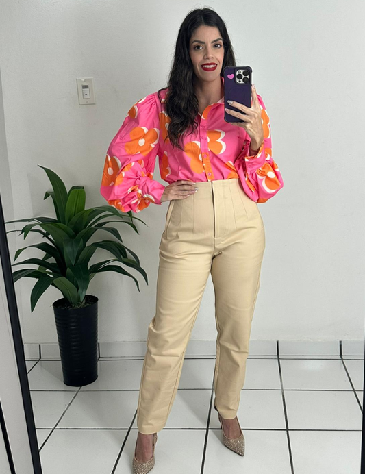 Zara Style High waist Pant Beige