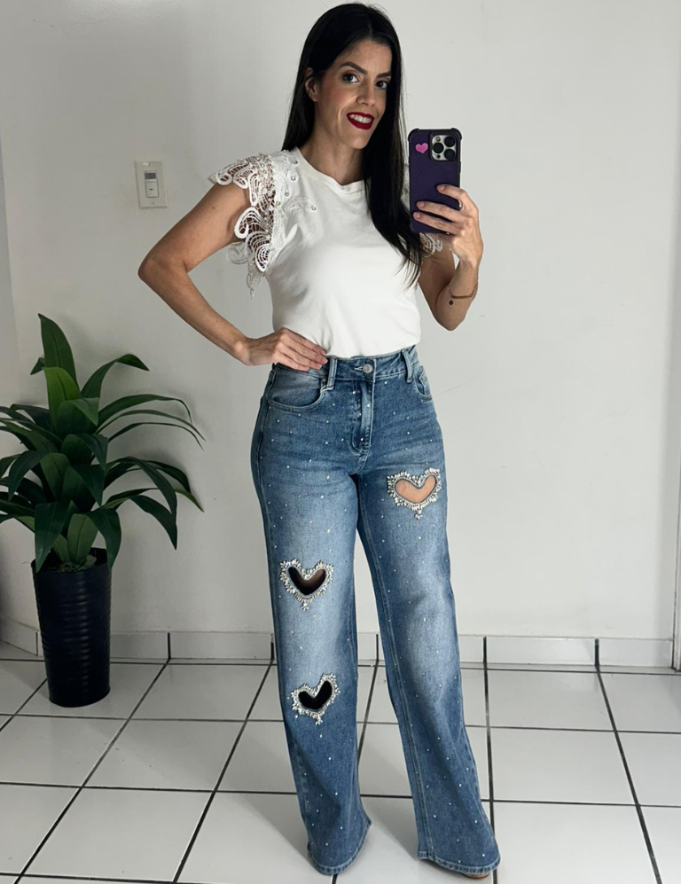 Rhinestones & Hearts Denim Jean