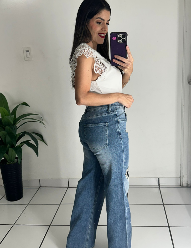 Rhinestones & Hearts Denim Jean