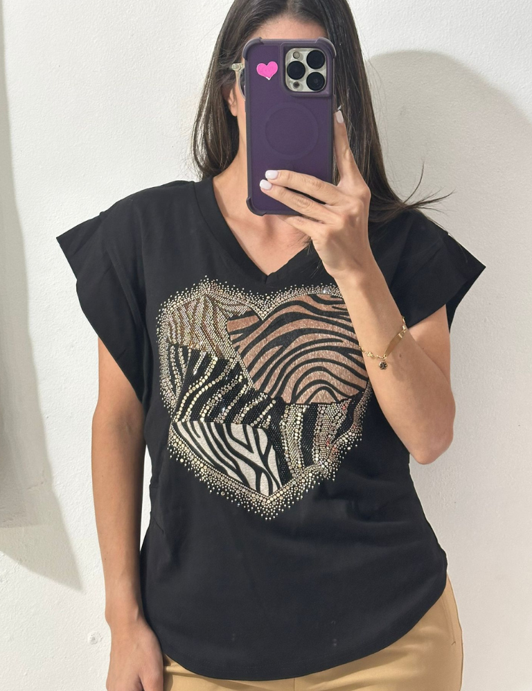 Animal Print Heart Top