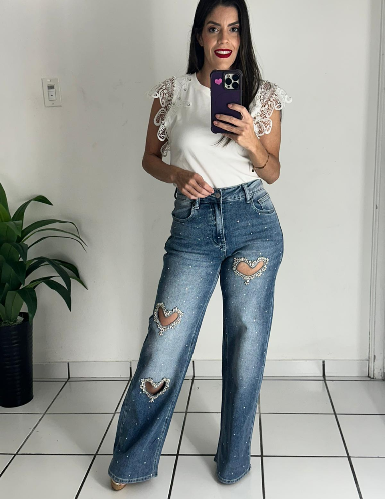 Rhinestones & Hearts Denim Jean