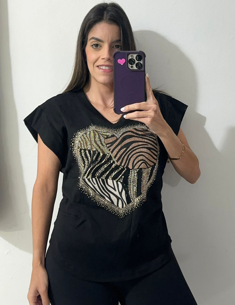 Animal Print Heart Top