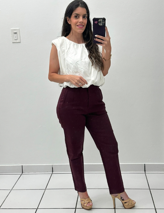 Zara Style High waist Pant burgundy
