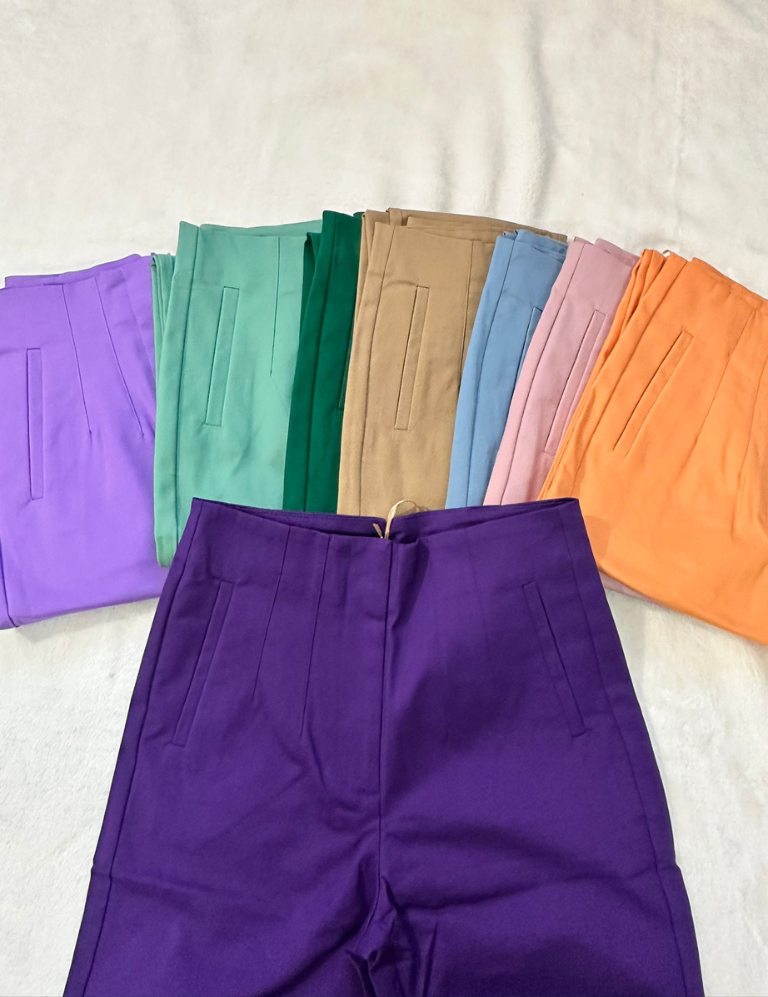 Zara style High-waisted purple trousers pants
