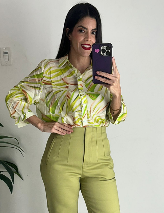 Leaves Print - Green Top