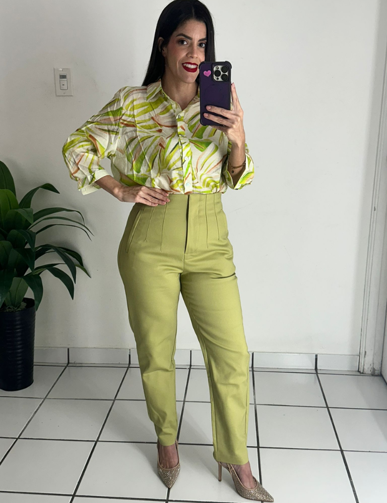 Zara Style High waist Pant lime