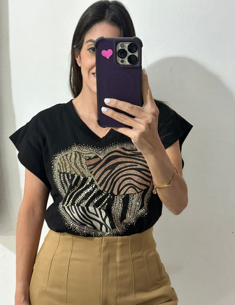Animal Print Heart Top