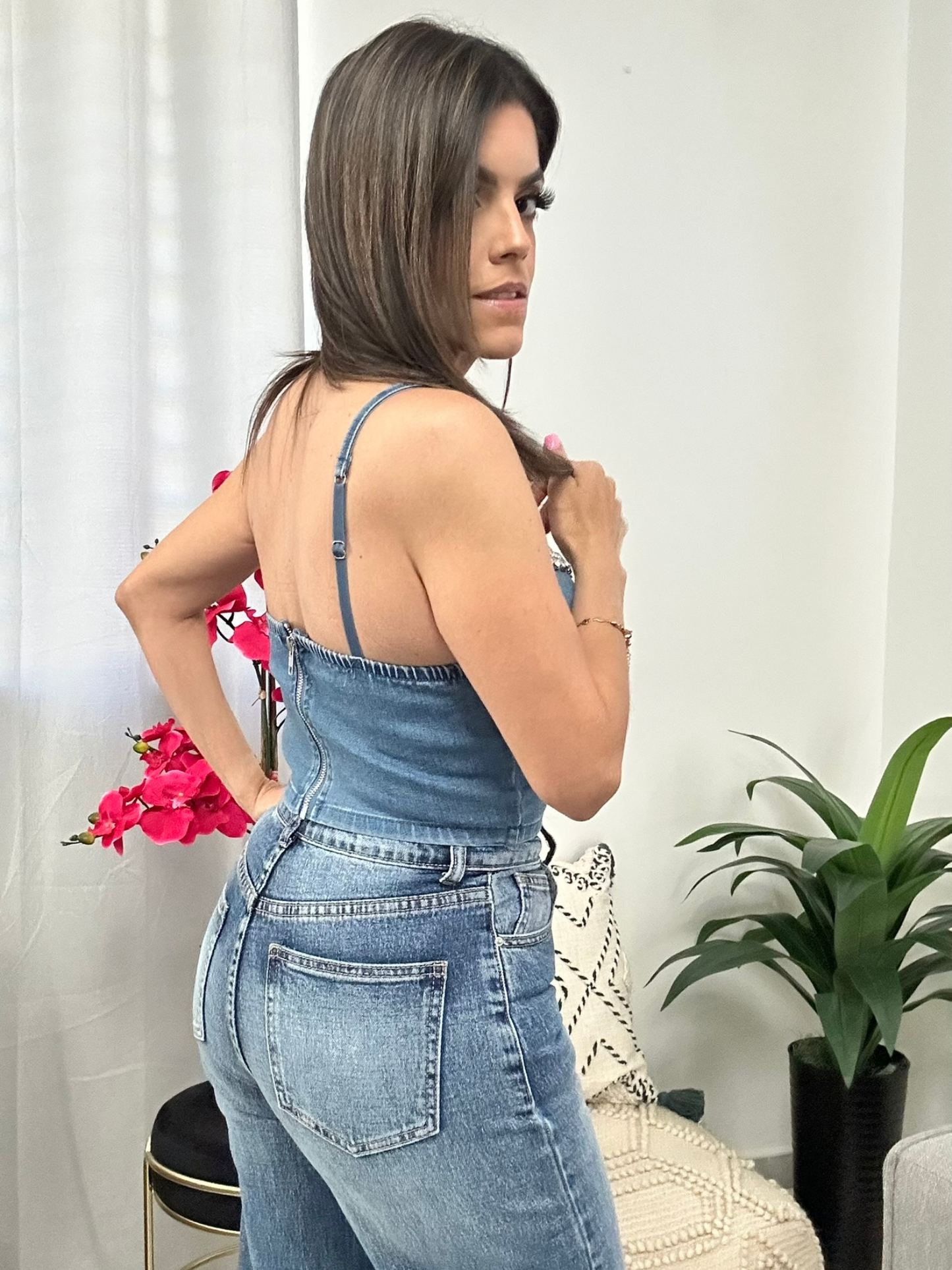 Rhinestones & Denim Top