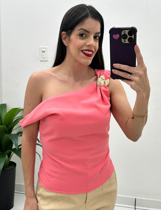 Asymmetrical Pink Top