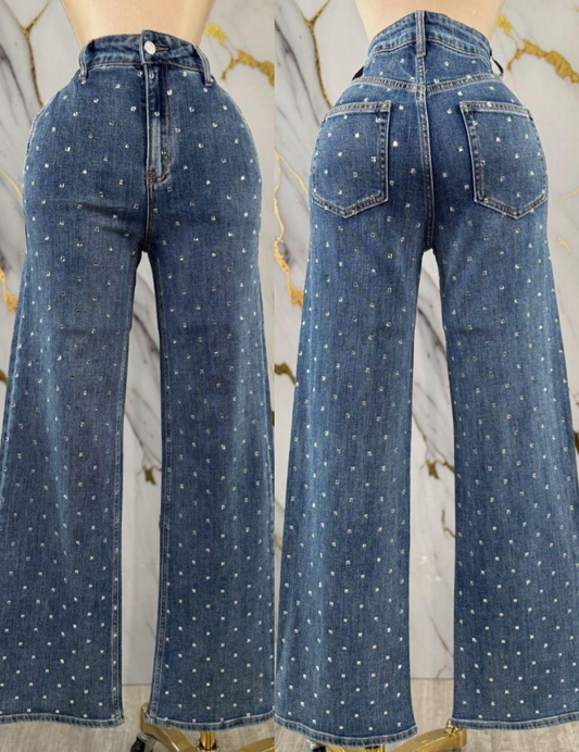 Full Rhinestones Denim Jean