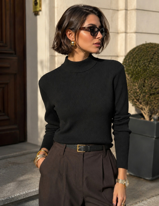 Classic black turtleneck sweater