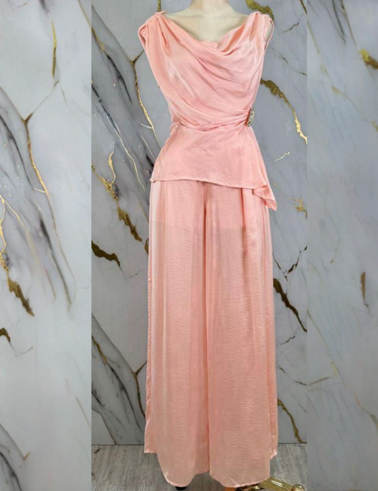 Elegant Lady Top & Pant Set Pink